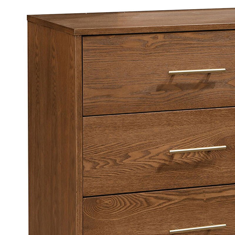 Roma 47 inch Wide Dresser, 6 Drawers, Nickel Handles, Walnut Brown Wood