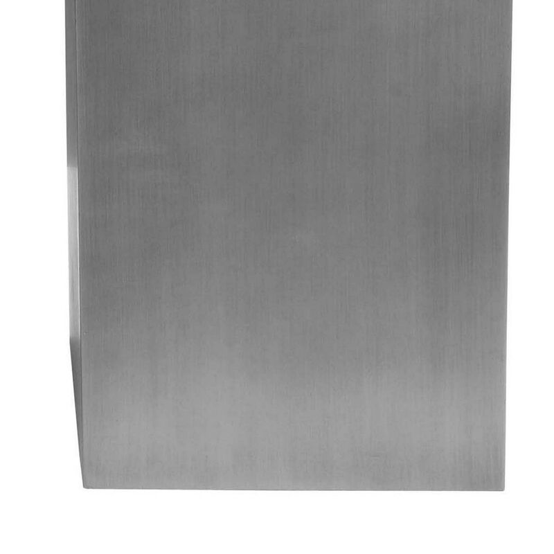 Jo 32 Inch Tall Flower Pot Planter, Hidden Indented Box, Gray Brushed Metal - Benzara