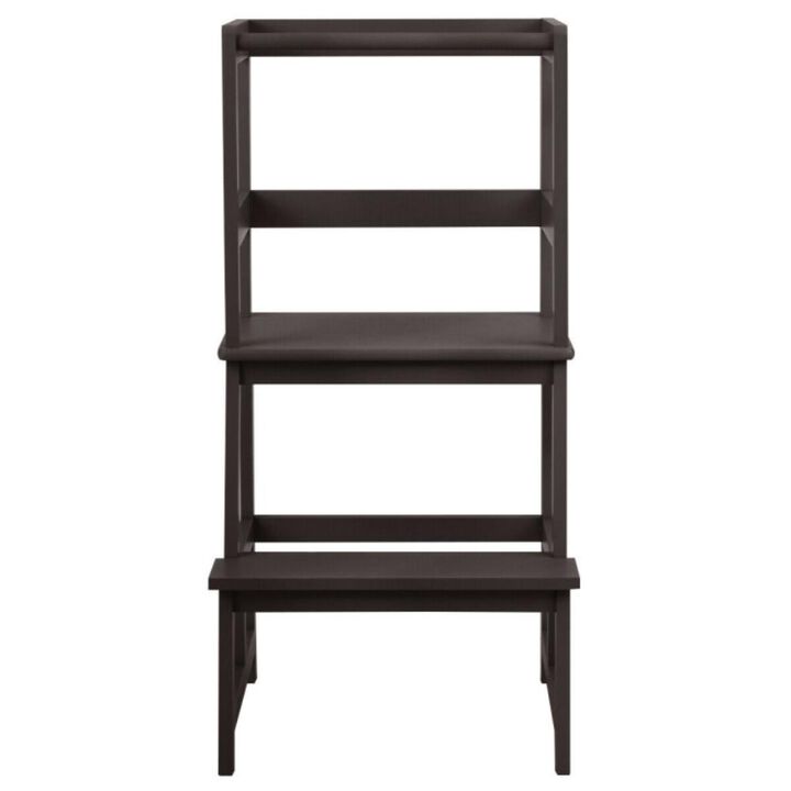 Hivvago Kids Wooden Kitchen Step Stool with Safety Rail
