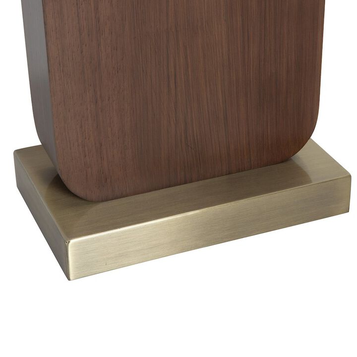 NOVA OF CALIFORNIA Laurel Table Lamp - Ebony Wood Finish, Weathered Brass, White Linen Shade