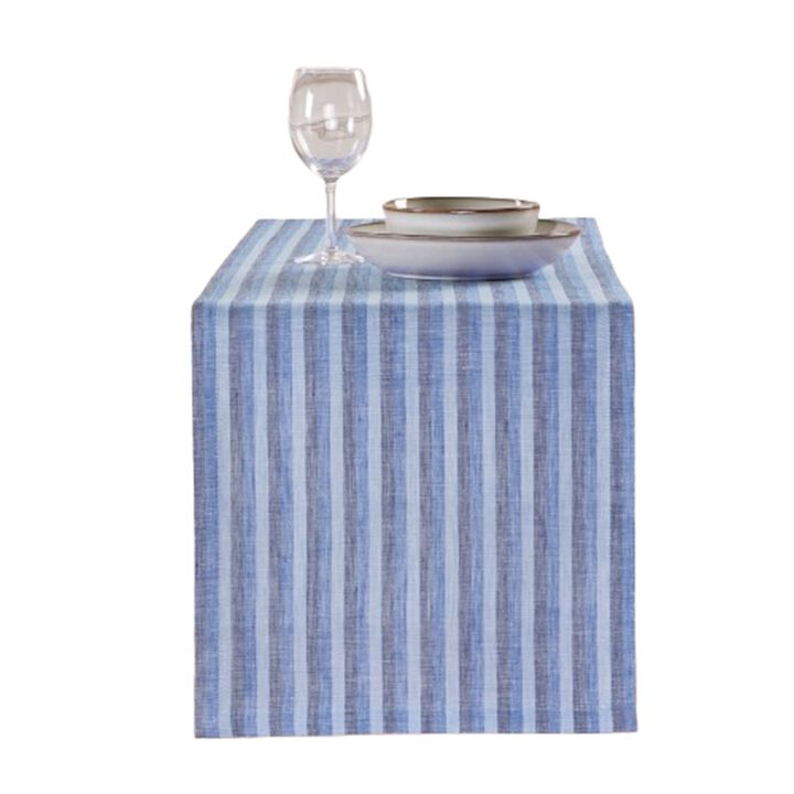 Solino Home 100% Pure Linen Table Runner | Bistro Stripe
