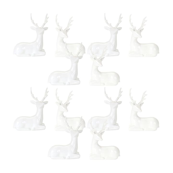 Decorative Resin Deer Figurines Set of 12 for Seasonal Accent