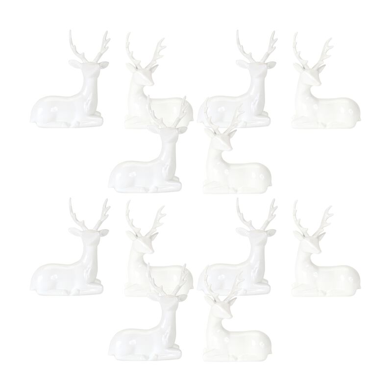 Decorative Resin Deer Figurines Set of 12 for Seasonal Accent