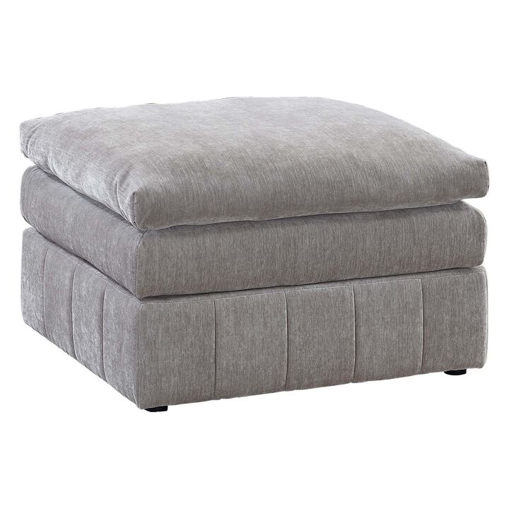 Luna 33 Inch Modular Ottoman, Three Layer Plush Cushioned Seat, Gray-Benzara