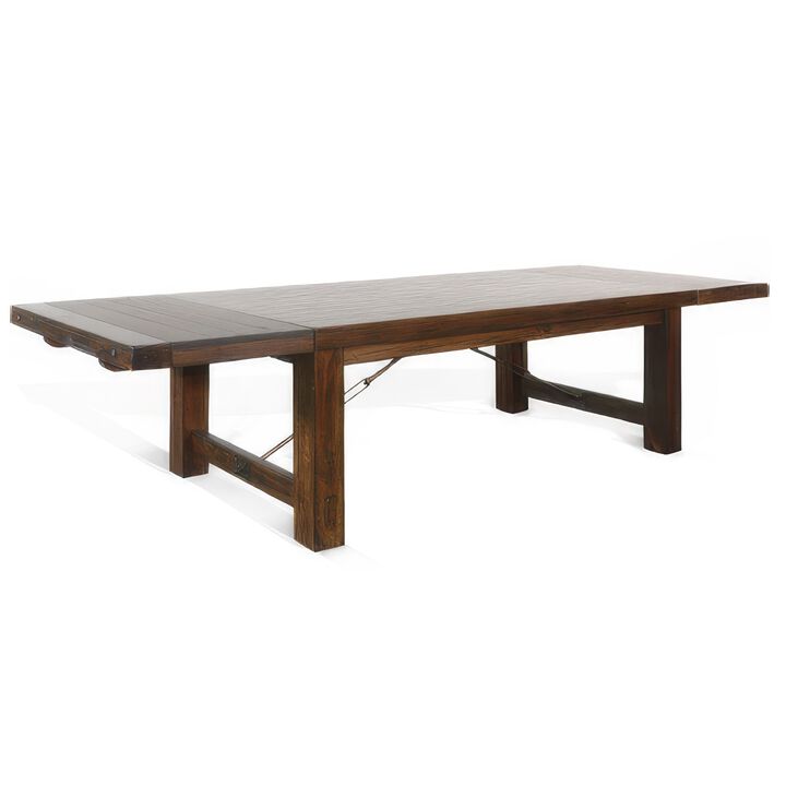 Reggie Dining Table, Brown Mahogany Rectangular Extendable 86-122 Inch - Benzara