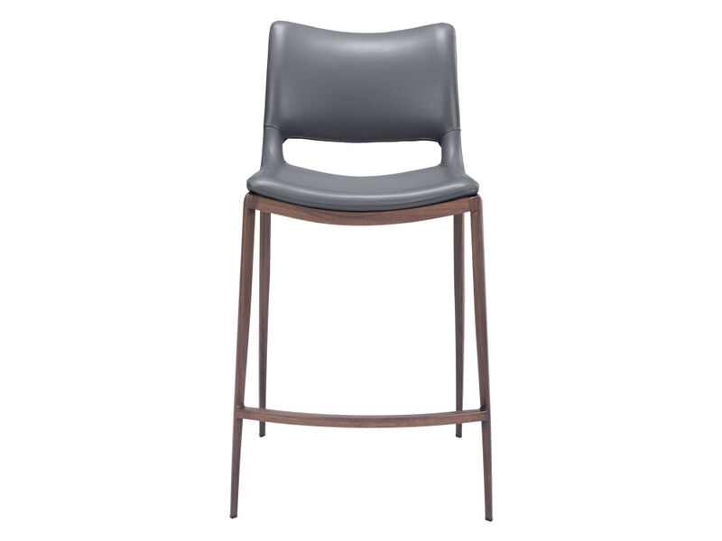 Ace Counter Stool (Set of 2) Dark Gray & Walnut