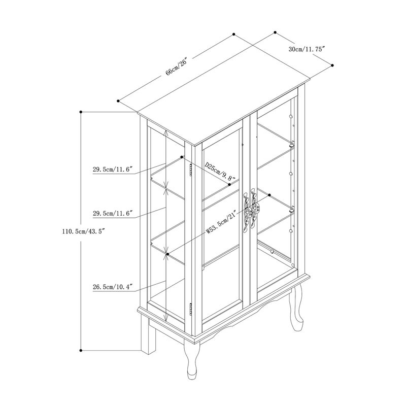 Lighted Cherry Curio Cabinet, Adjustable Shelves