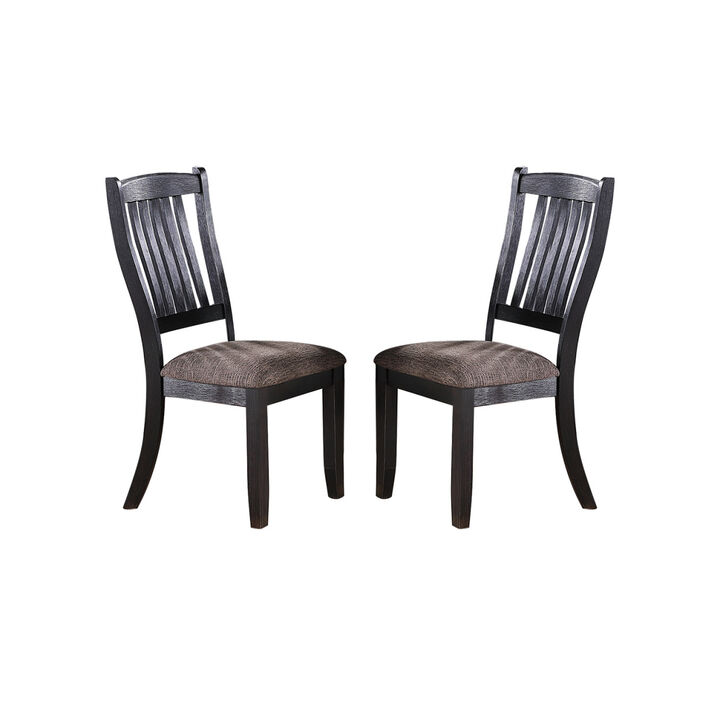 Dark Coffee Fabric Upholstered Side Chairs, Black(Set Of 2)