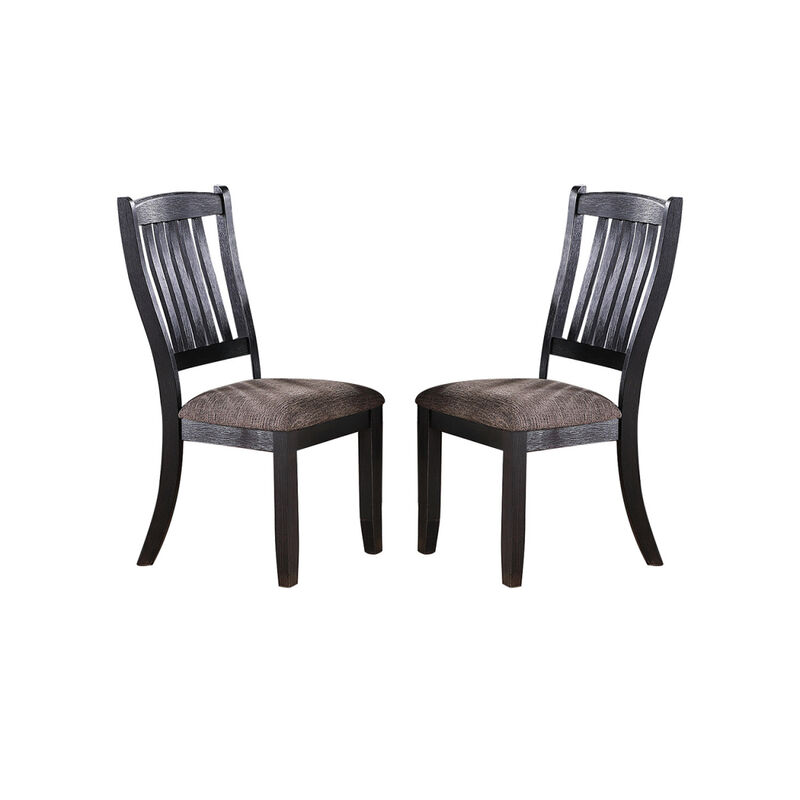 Dark Coffee Fabric Upholstered Side Chairs, Black(Set Of 2)