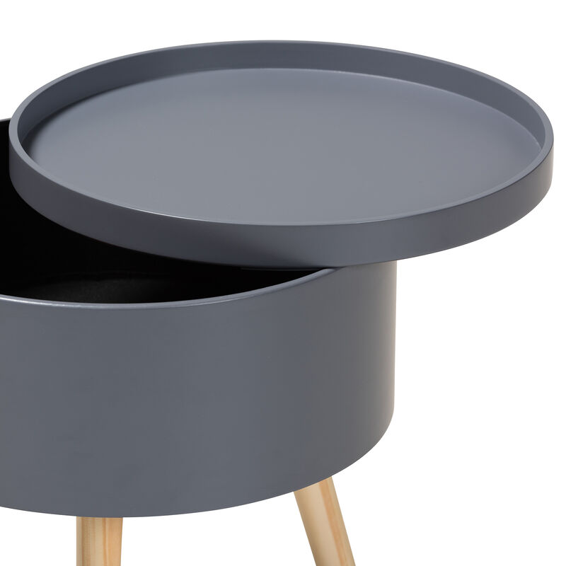 Baxton Studio Jessen Mid Century Modern Gray Wood End Table with Removable Top