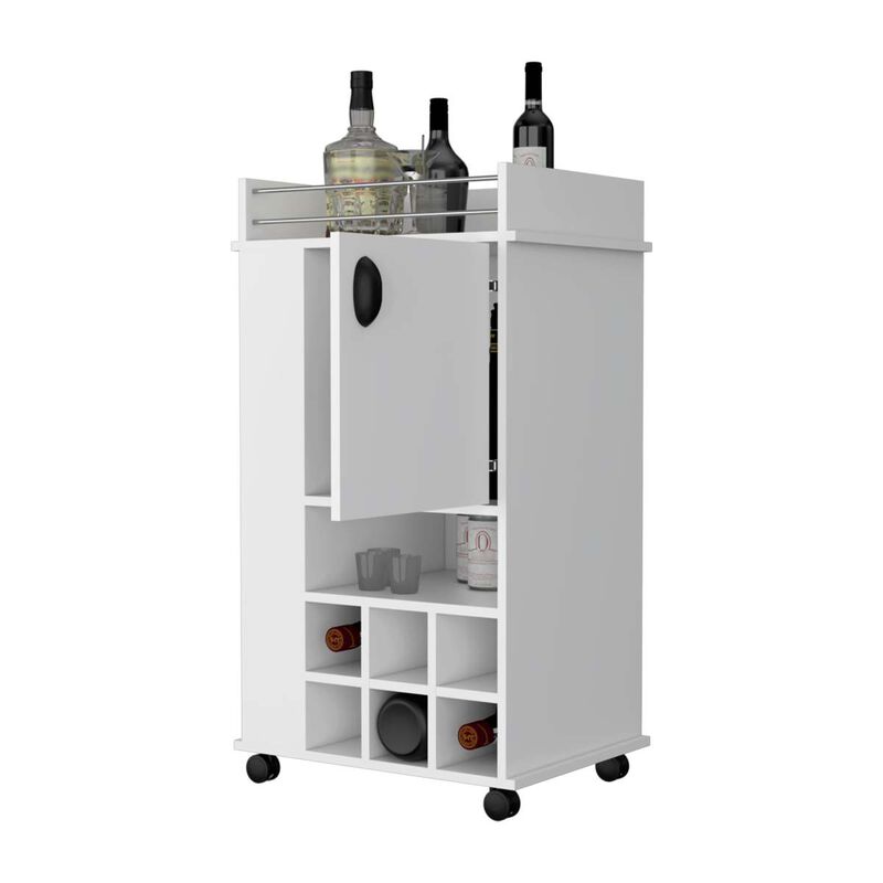 Allandale 1-Door Bar Cart With Wine Rack And Casters