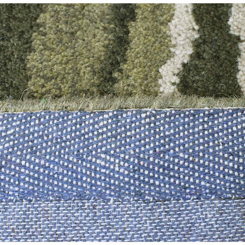 RUGSOTIC CARPETS HAND TUFTED WOOL ECO-FRIENDLY AREA RUGS  - 3'x5', Rectangle Shape, Green, Abstract Modern Design, High Pile Thick Handmade Anti Skid Area Rugs for Living Room, Bed Room (K00672)