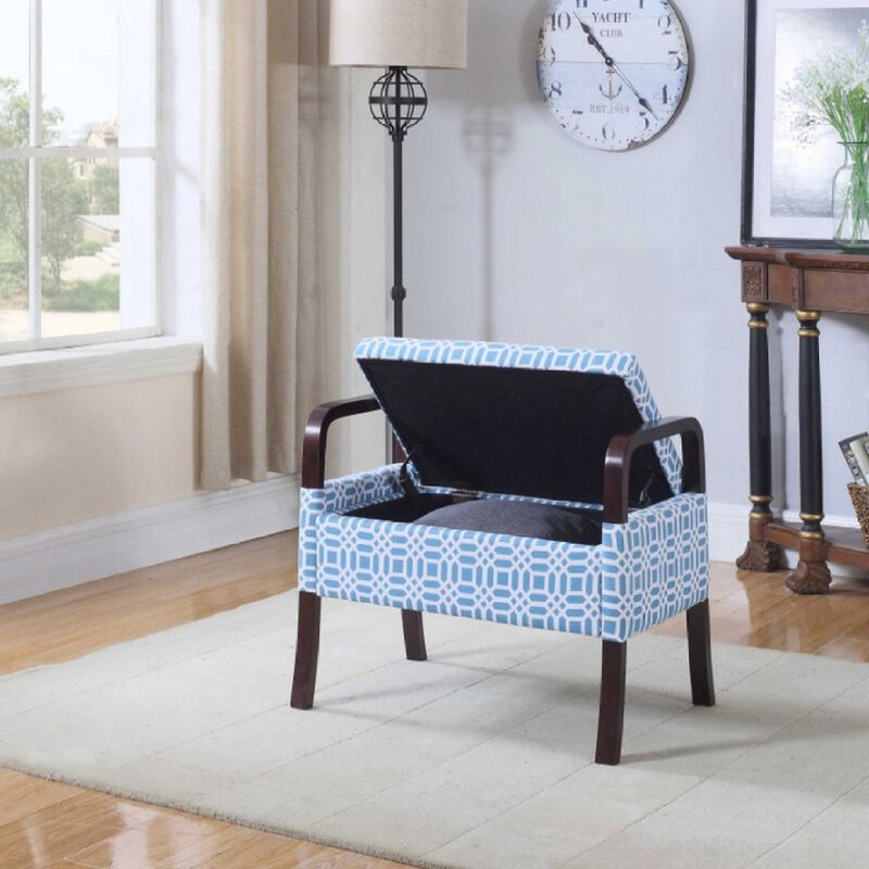 23" Tall Wooden Vanity Storage Seat, Monochrome Print