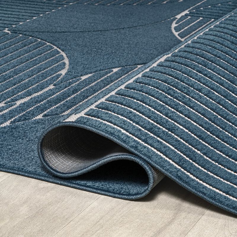 Nordby High-Low Geometric Arch Scandi Striped Indoor/Outdoor Area Rug