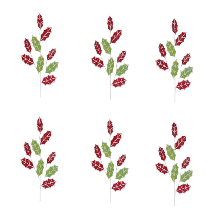 Holly Spray (Set of 6) for Holiday Decor – Artificial Christmas Foliage