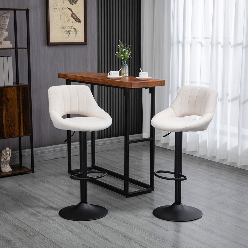 Cream White Bar Set: 4 Modern Swivel Barstools with Adjustable Height
