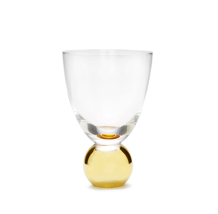 Set of 6 Small Wine Glasses on Gold Ball Pedestal