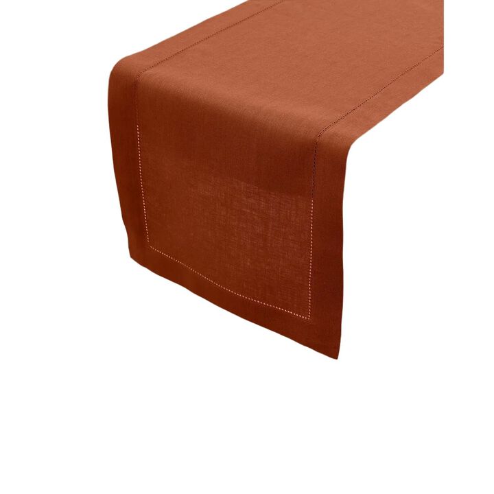 Solino Home 100% Pure Linen Table Runner | Classic Hemstitch for Thanksgiving, Christmas