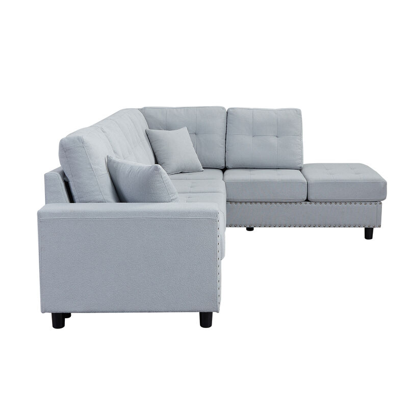 Merax L-shaped Modular Sectional Sofa with 2 Pillows