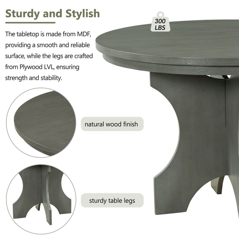 Merax 5-piece Rustic Charm Round Table Dining Set