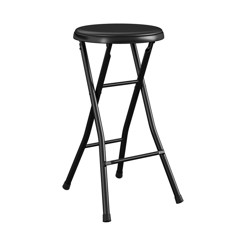 COSCO 24" Backless Vinyl Padded Folding Stools, 4-Pack, Black