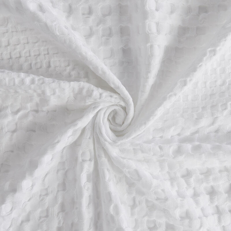 Gracie Mills Chavez Geometric Waffle Textured Solid Shower Curtain