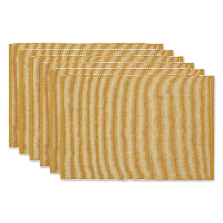 Set of 6 Orange Decorative Ribbed Placemats  19"