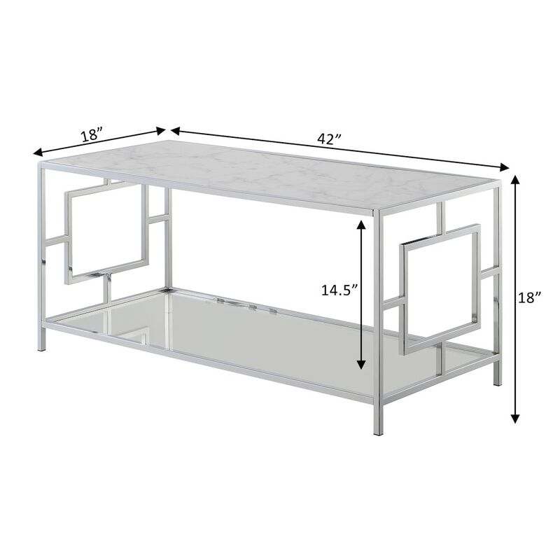 Convenience Concepts Town Square Chrome Coffee Table with Shelf