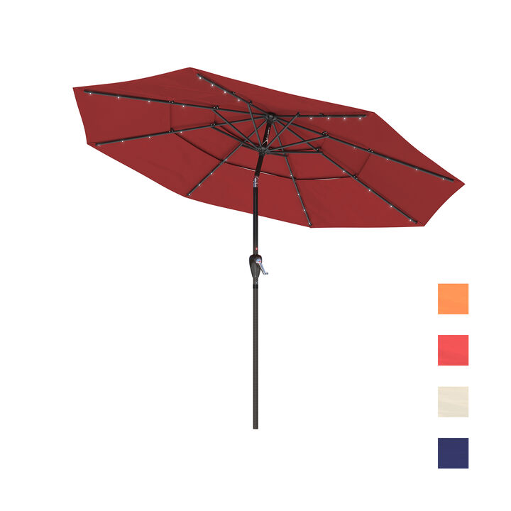 Mondawe 11 ft. Market Patio Umbrella 3-Tiers Crank and Tilt Outdoor Umbrella with LED Lights