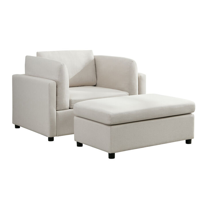 Merax Modern Armchair with Ottoman Set