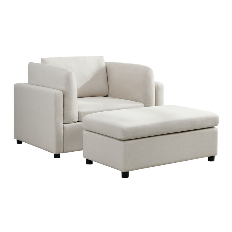 Merax Modern Armchair with Ottoman Set