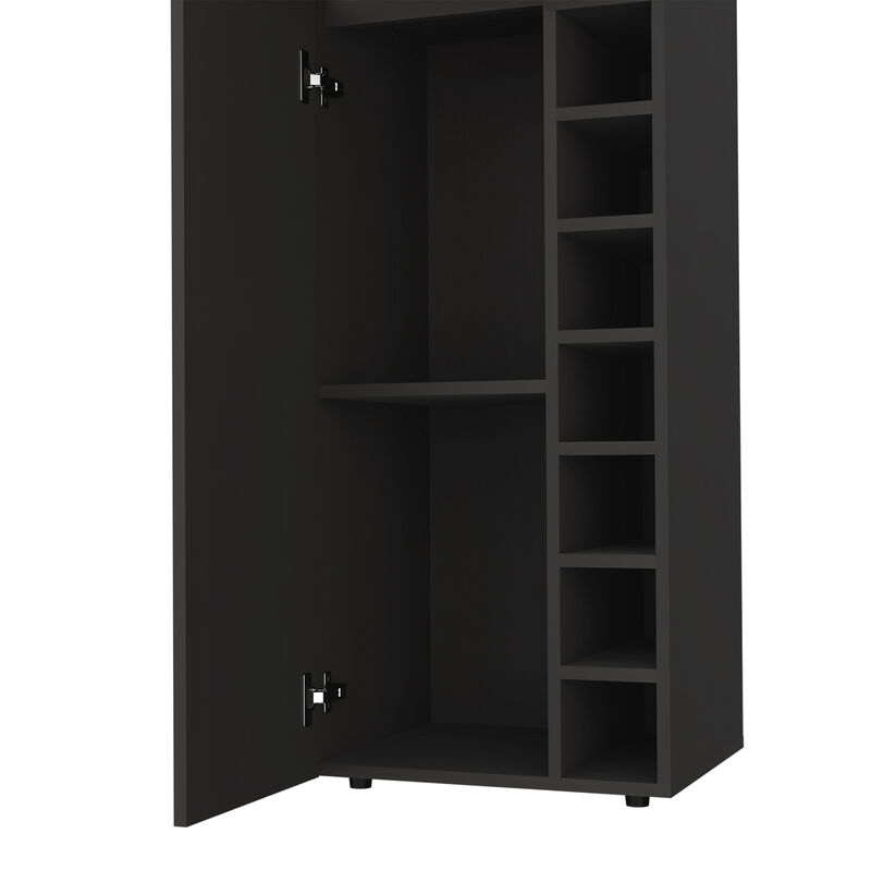 DEPOT E-SHOP Haora Tall Bar Double Door Cabinet, Seven Built-in Wine Rack, One Mobile Shelf, Two Interior Shelves, Black