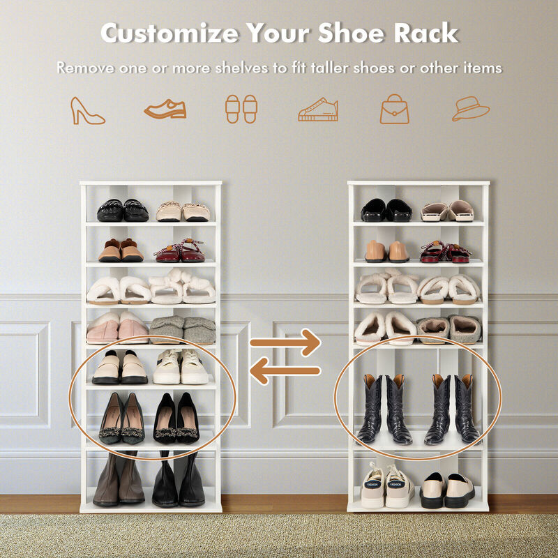 7-Tier Dual Shoe Rack Free Standing Shelves Storage Shelves Concise