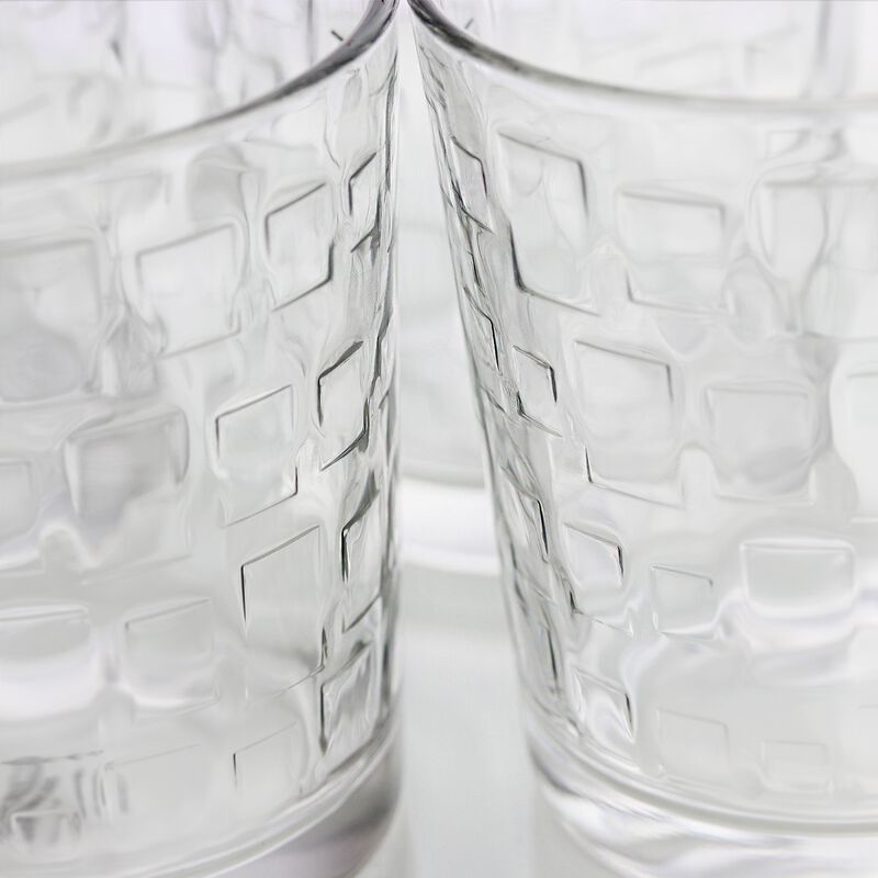 Gibson Home Great Foundations 4-Piece 13 oz. Double Old Fashion Glass Set, Square Pattern