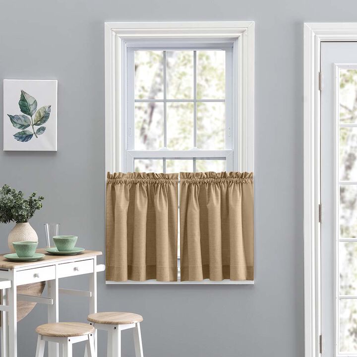 Ellis Curtain Lisa Solid Color Poly Cotton Duck Fabric Tailored Tier