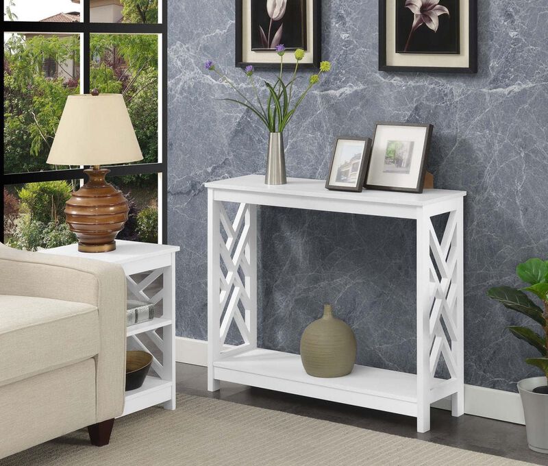 Convenience Concepts Titan Console Table with Shelf, White