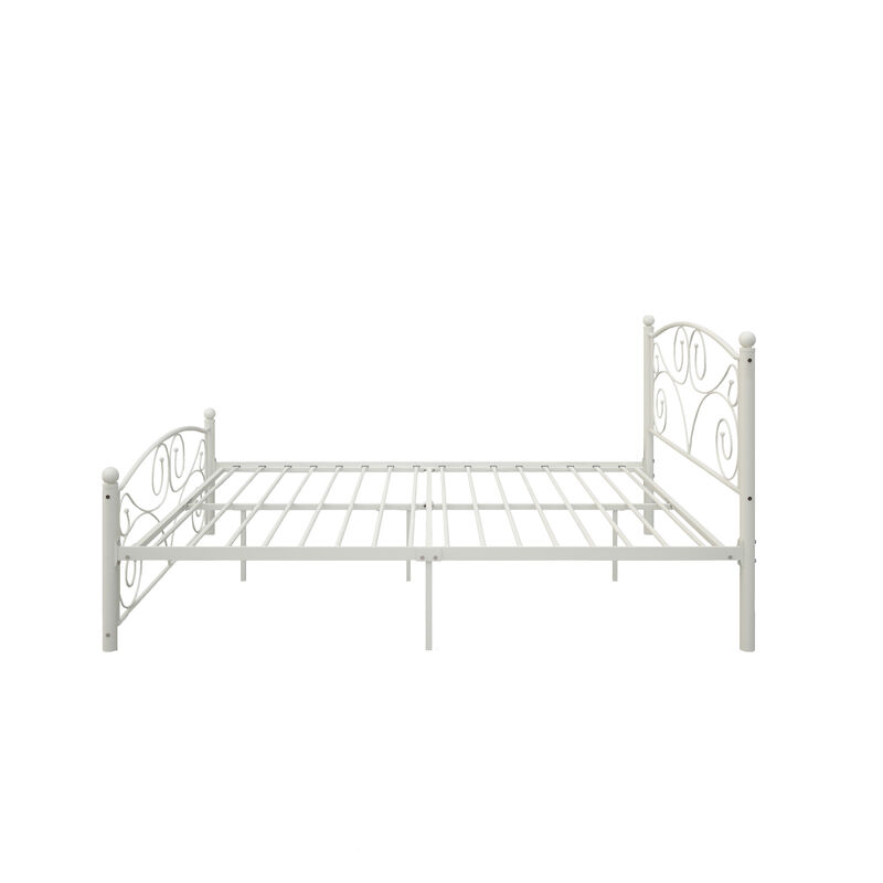 Streamdale Queen Metal Bed Frame with Intricate Floral Headboard
