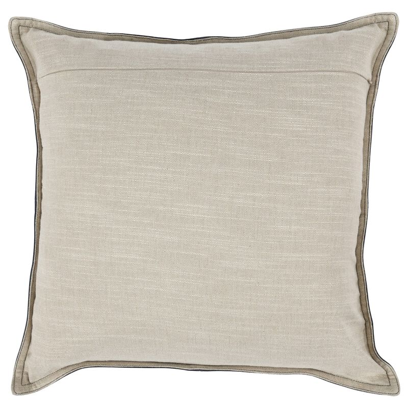 Norm 22 Inch Square Accent Throw Pillow, Pieced Design Classic Blue Leather-Benzara