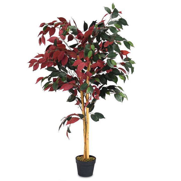 4-Foot Tall Artificial Ficus Tree with Nursery Pot – Realistic Indoor Plant Decoration