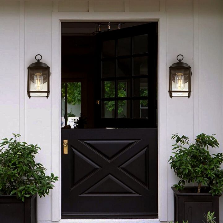 Boston 1-Light Farmhouse Industrial Iron/Glass Outdoor LED Sconce