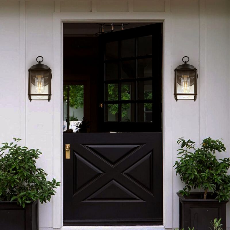 Boston 1-Light Farmhouse Industrial Iron/Glass Outdoor LED Sconce