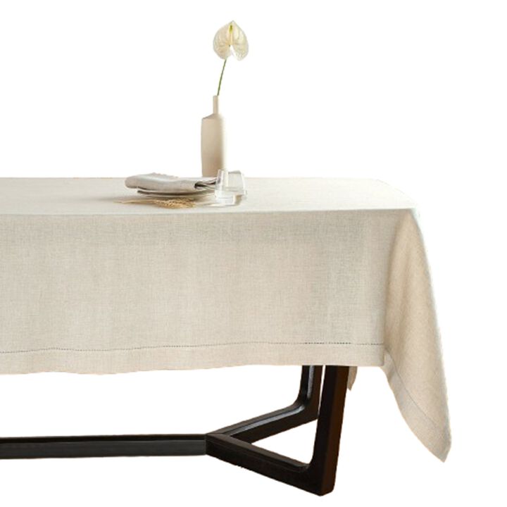 Solino Home 100% Pure Linen Tablecloth | Sonoma Hemstitch