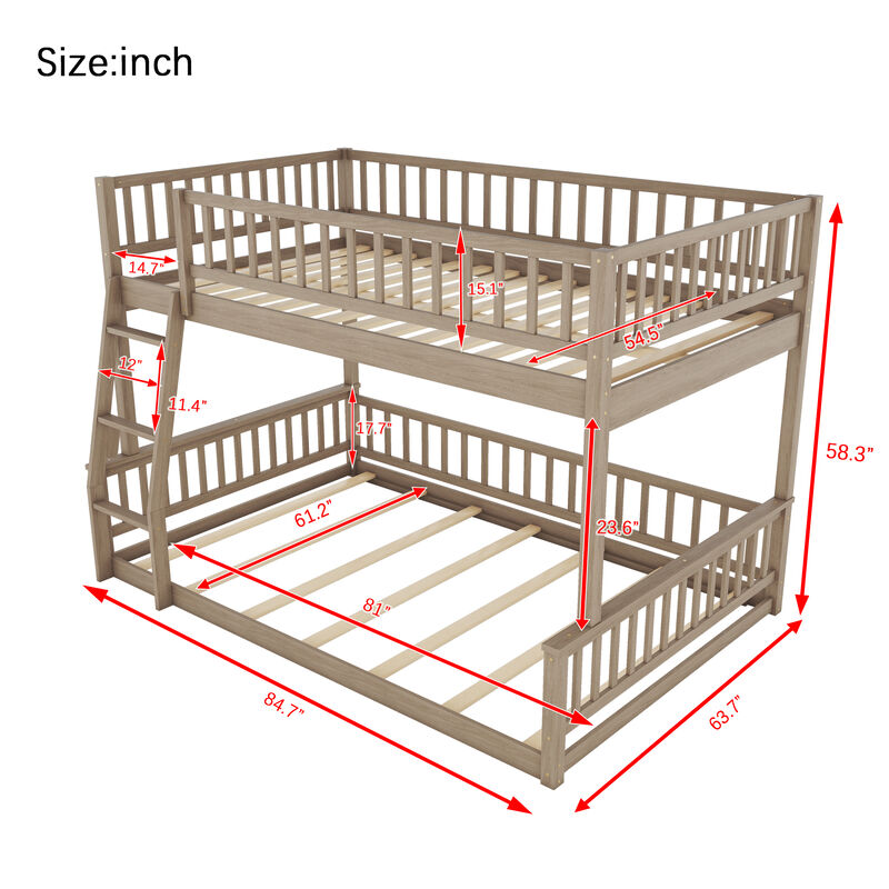 Merax Full XL over Queen Bunk Bed with Ladder and Guardrails