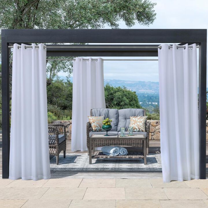 Commonwealth Seascapes Light Filtering Satiny Look and Feel Provide Privacy Grommet Outdoor Panel Pair Each White