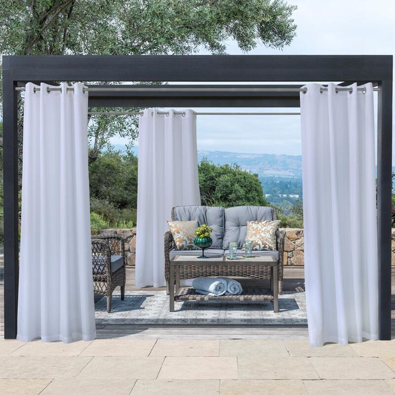 Commonwealth Seascapes Light Filtering Satiny Look and Feel Provide Privacy Grommet Outdoor Panel Pair Each White