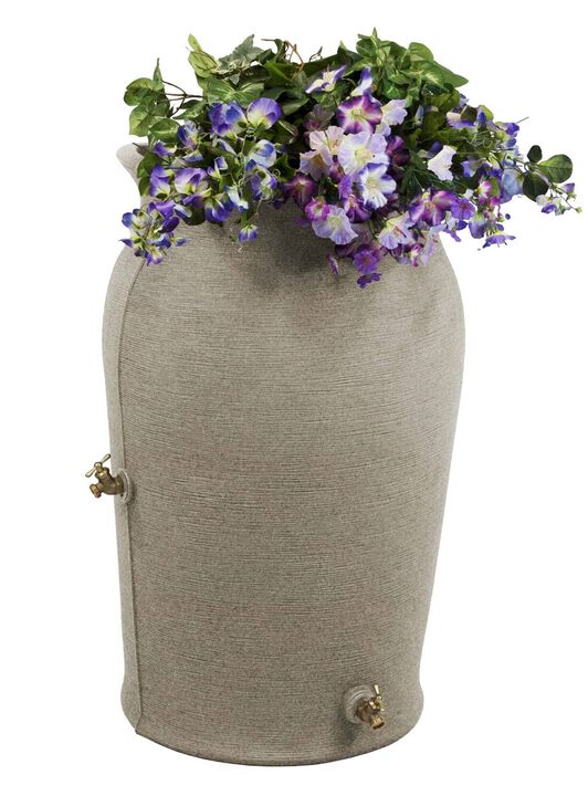 Granite 50-Gallon Plastic Urn Rain Barrel with Planter Top