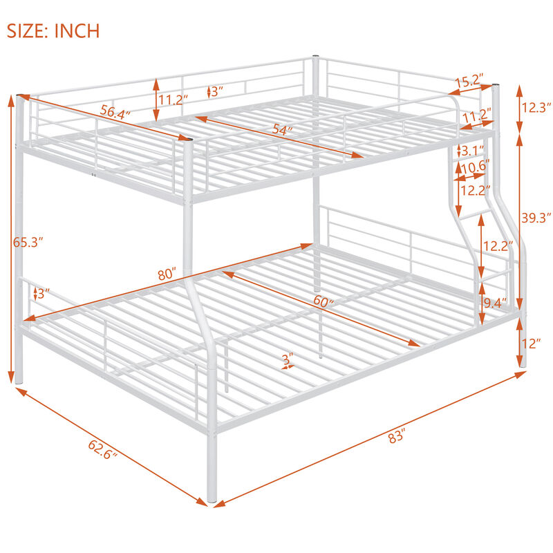 Merax Full XL Over Queen Metal Bunk Bed