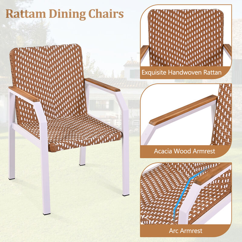 Merax 7 Pieces Patio Dining Table Chairs Outdoor Dining Set