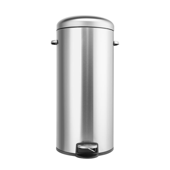 8 Gallon Stainless Steel Round Kitchen Step Trash Can