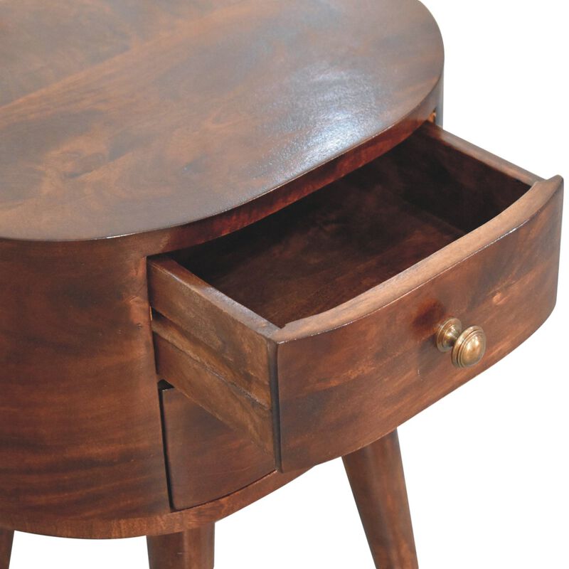 Artisan Furniture Solid Wood California Walnut Rounded Bedside Table